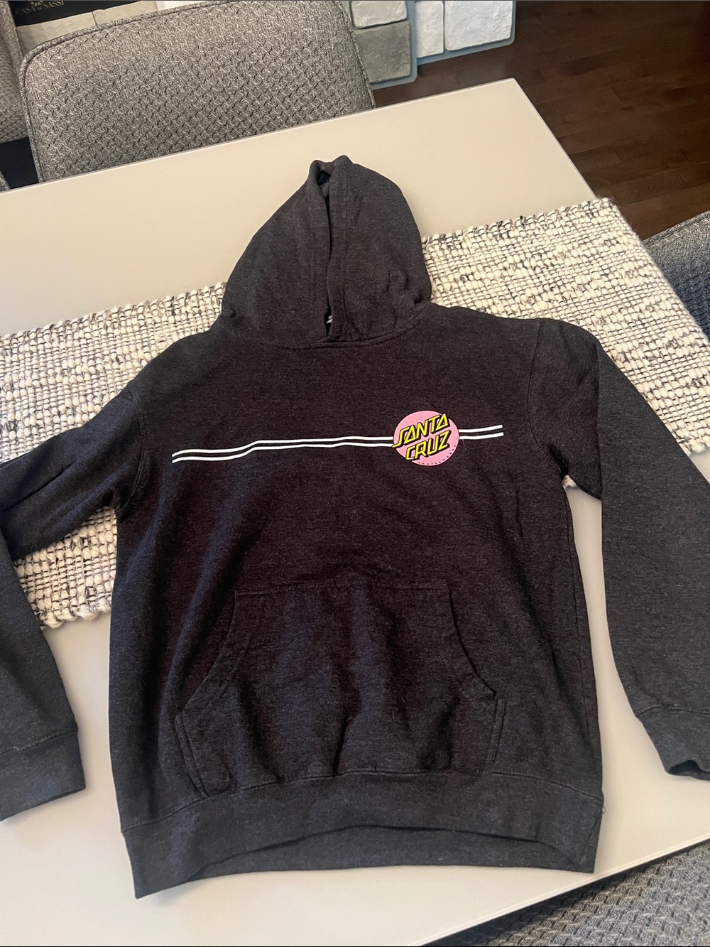 Santa Cruz Skateboards Black Hoodie with Pink & Yellow Logo